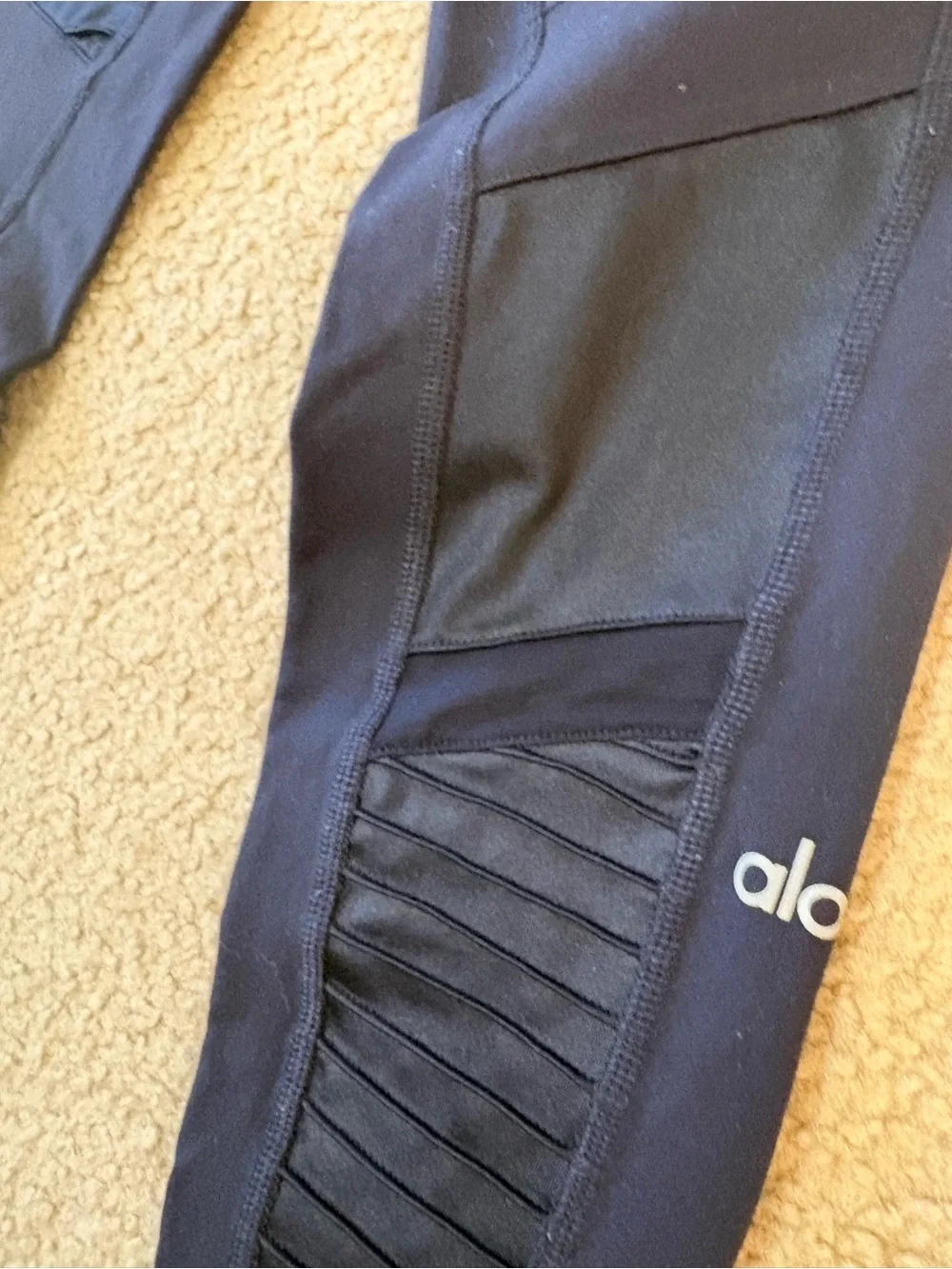 Alo Yoga High-Waist Moto Legging Navy Blue - Excellent Condition, Size S